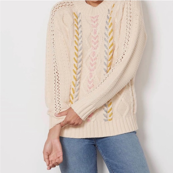 Michael Stars Grace Pullover In Chalk Combo - Picture 3 of 3